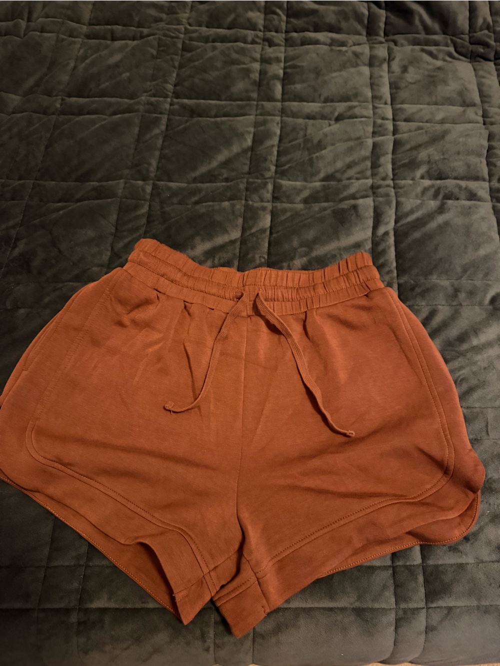 Women's brown Elastic Waist Lounge Shorts with Drawstring